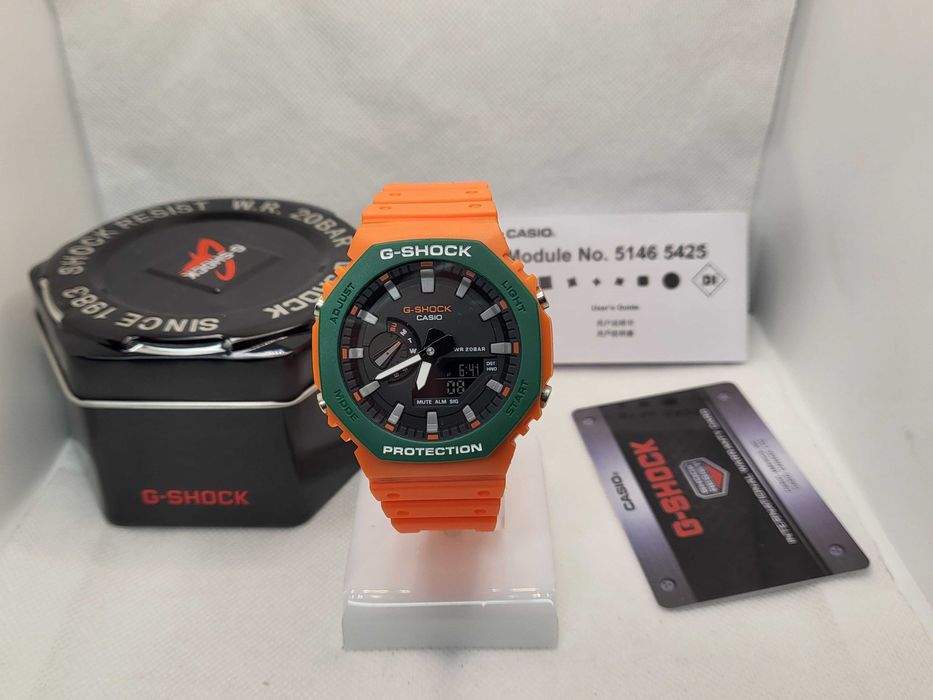 Ceas Sport Casio G-Shock GA-2100 SC Orange – Nou, Garanție 2 Ani
