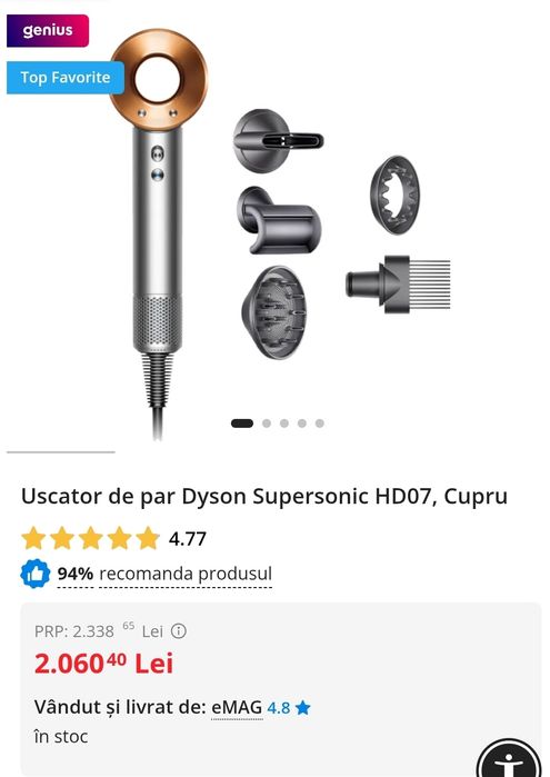 Uscător de păr Dyson Supersonic HD07 NOU si SIGILAT

Este sigilat ș
