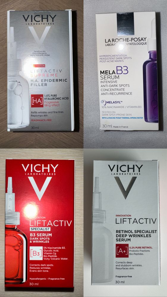 Vichy, La Roche слънцезащитни кремове, серуми, фон дьо тени, маски