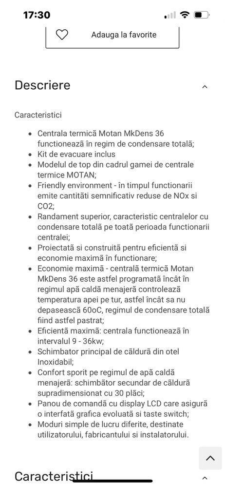 Centrala termica , condensare, Motan Mkdens 36