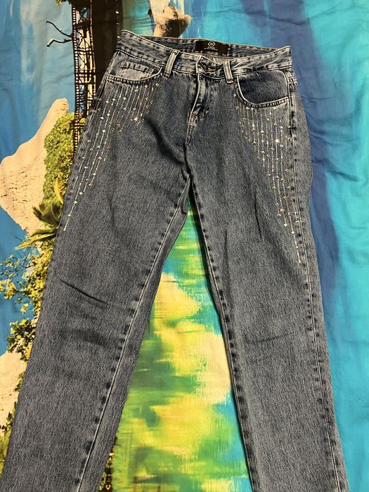 Дънки със сребърни камъни