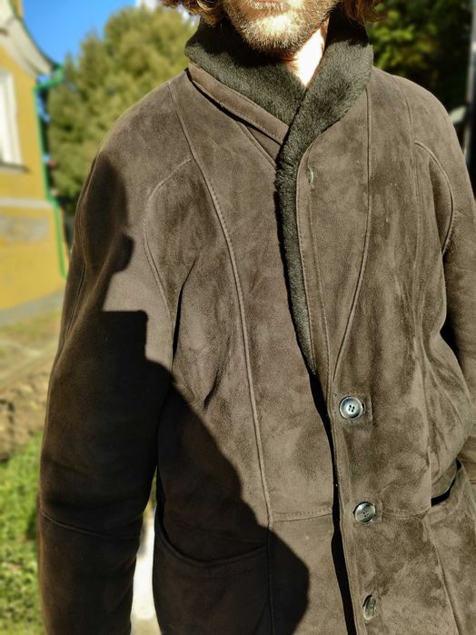 Cojoc barbat piele / blana naturala miel 2 XL - XXL 54 NOU Maro Bej