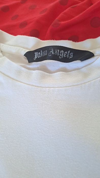 Tricou Palm Angels Los Angeles white sprayed yellow