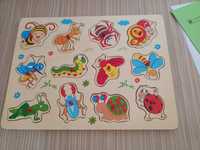 Puzzle din lemn cu insecte