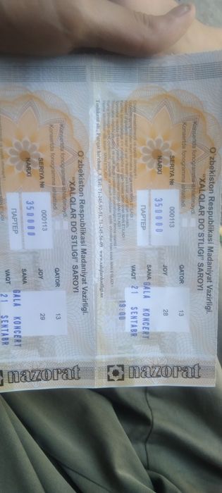 Bilet chipta gala konsert xalqlar dostligi saroyi