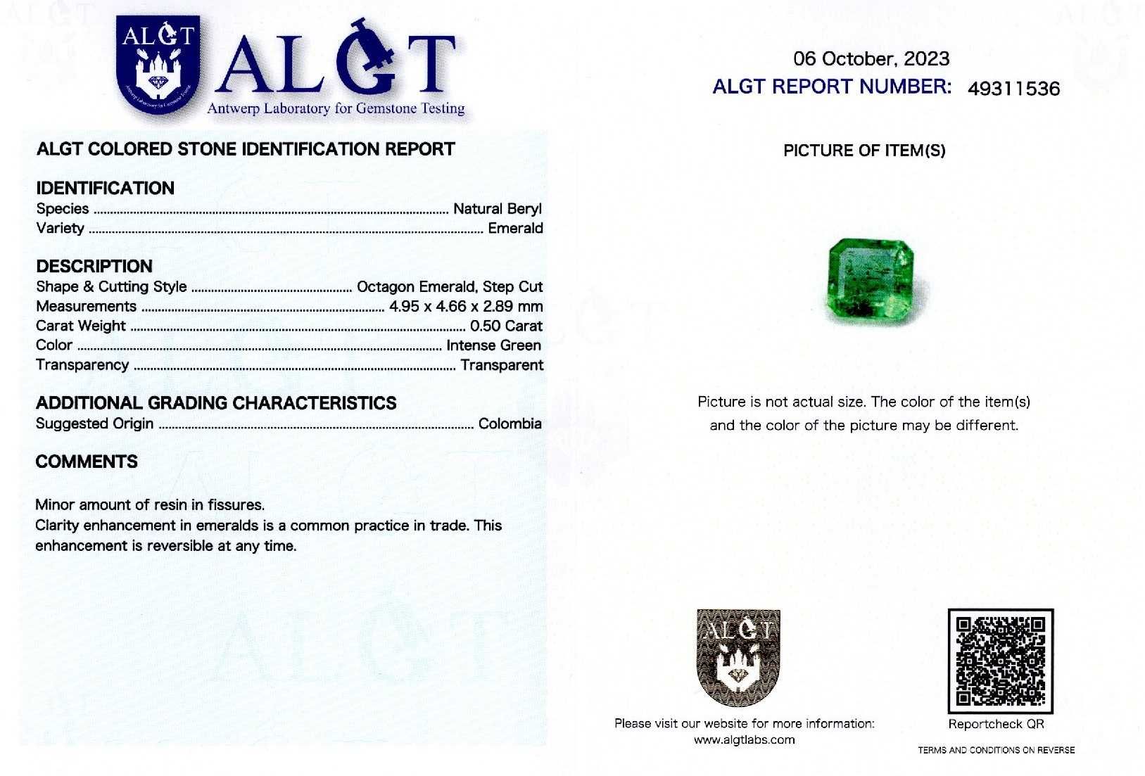 Smaralde nemontate 0,33-0,50 ct., certificare ALGT(9826,9825,9824)