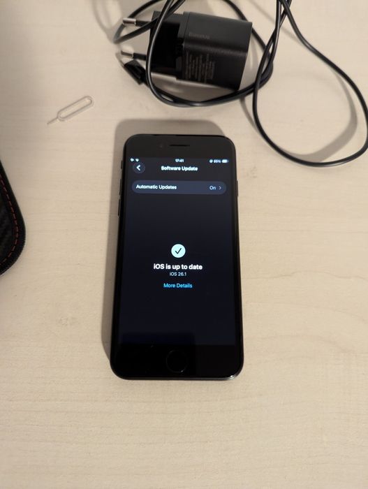 iPhone SE 2 2020 64GB Negru; Set Baseus Încărcare 20W, SIM Tray & Husă