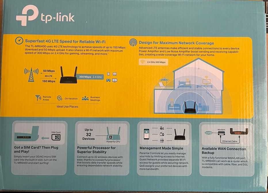 Router TP-Link TL-MR6400 WIFI 3G/4G