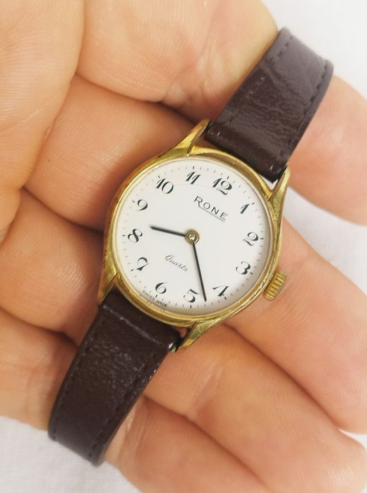 Ceas de damă Rone cu Quartz, din oțel inoxidabil si curea din piele