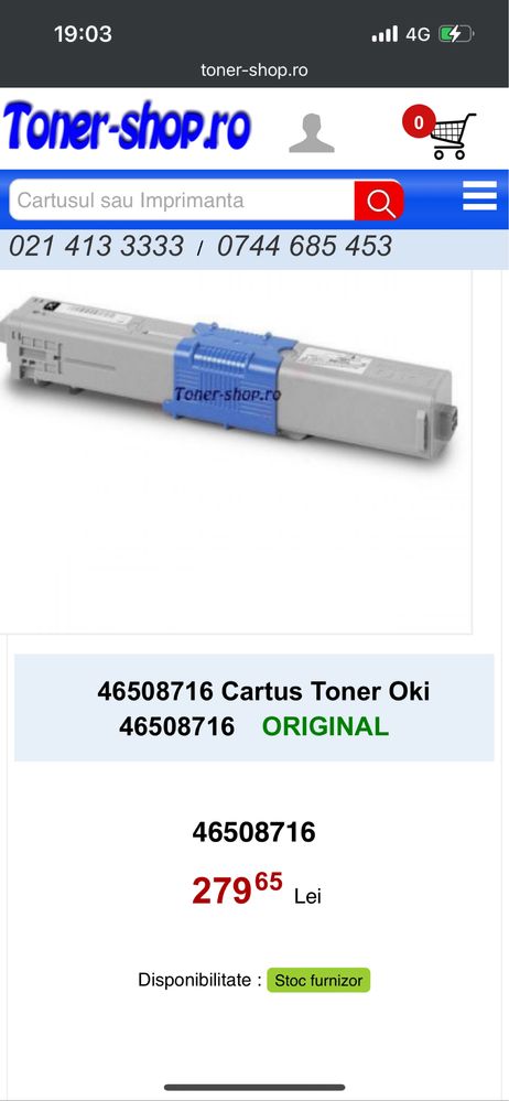 Cartus Toner Oki p/n 46508716 negru