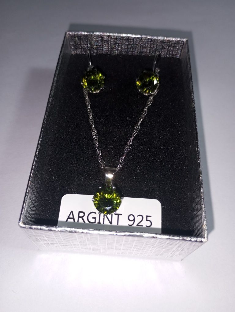 Set cercei și colier argint 925 cu zirconiu