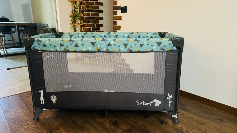 Patut pliabil pentru copii/calatorie Moni Safari Turquoise