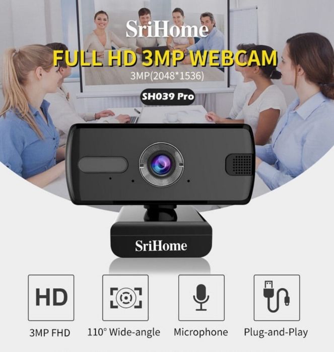 Camera web, SriHome™ SH039 Pro, FullHD 3MP, unghi larg 110 grade, 30FP