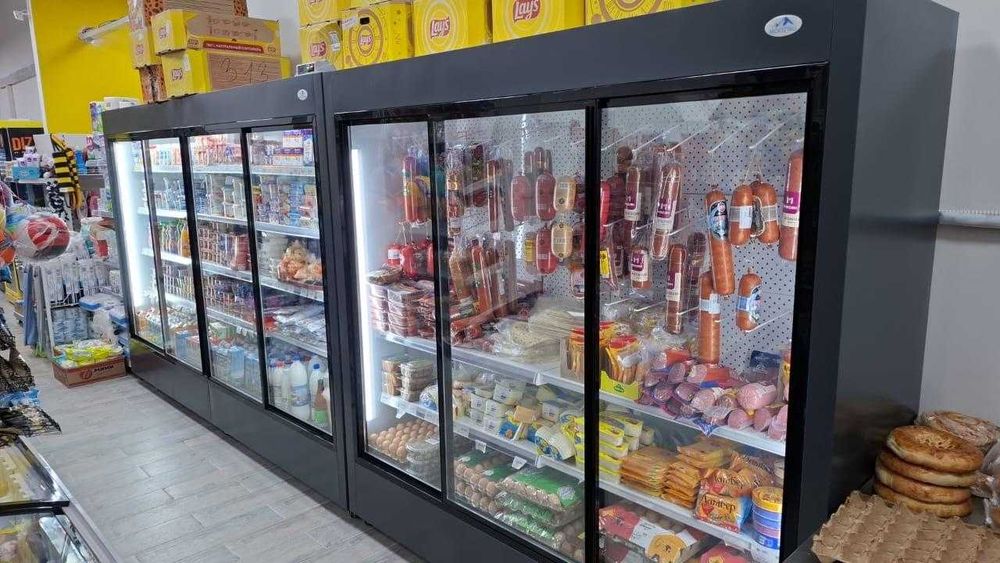 Холодильные горки для магазина, Витринный холодильник для магазина.
