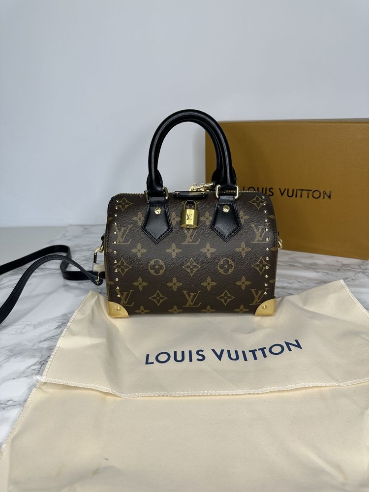 Geanta de lux Louis Vuitton speedy trunk 20 piele canvas cutie cadou