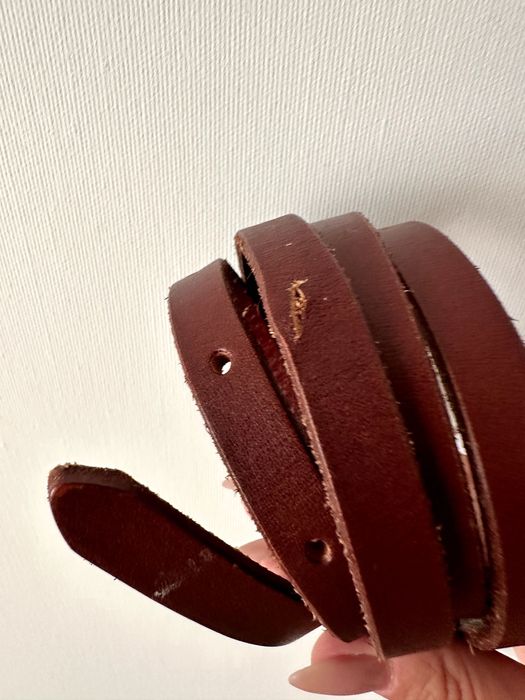 Curea de piele subțire chestnut unisex