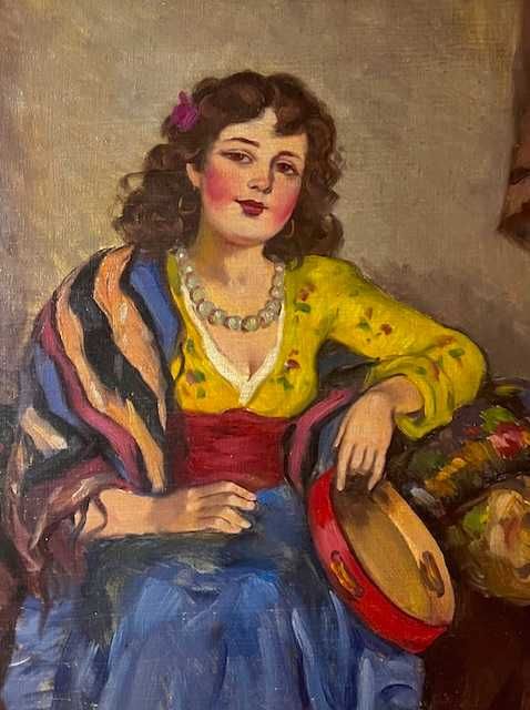 *Tamburina* Tablou VECHI, u/pz- Illencz Lipót (1882-1950-Arad) 80x60+R