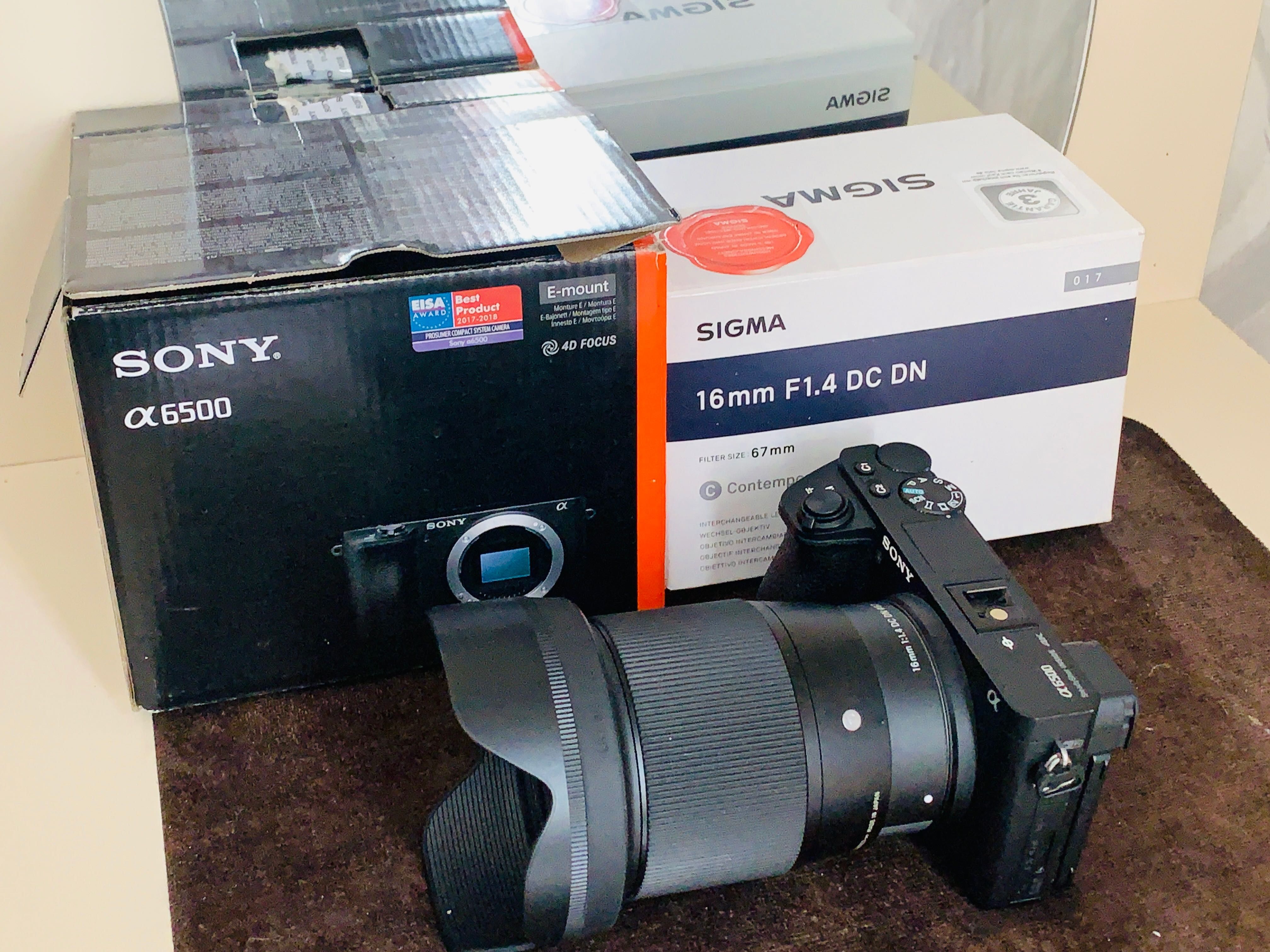 Sony a6500+16mf1.4+3батерий+зарядно+адаптер