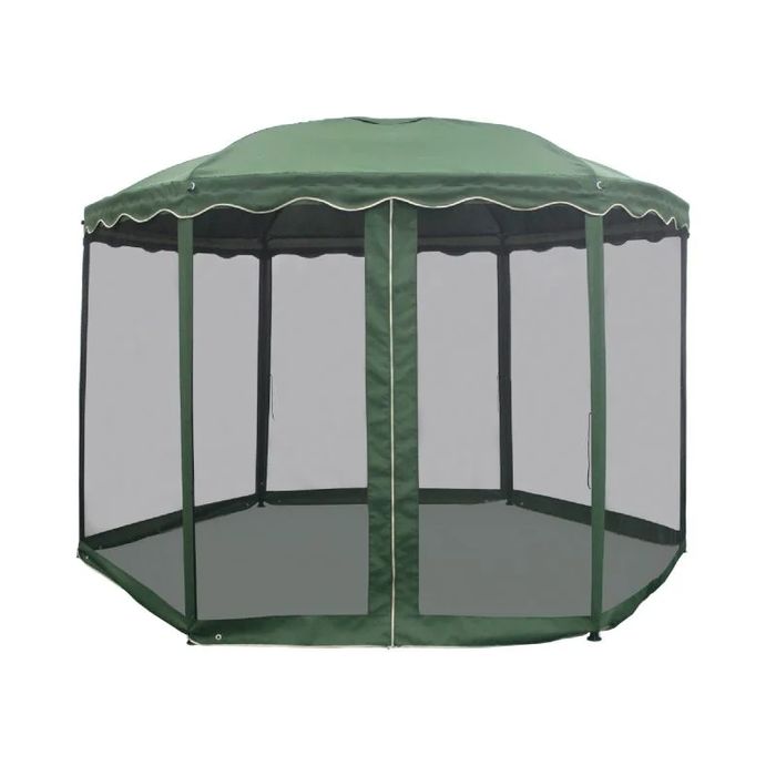 Pavilion Gradina Hexagonal, cu plasa de insecte,350 cm x 250 cm, verde