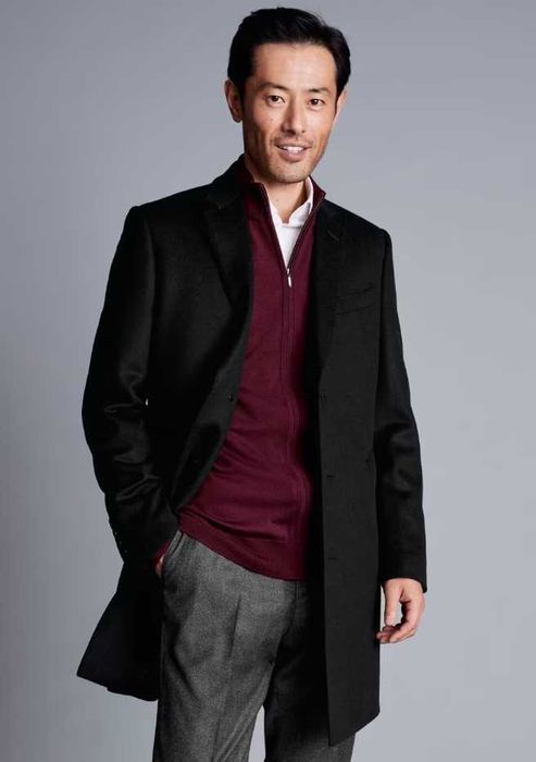 Palton slim 50 XL d lux Bruno Banani lana moale si casmir negru