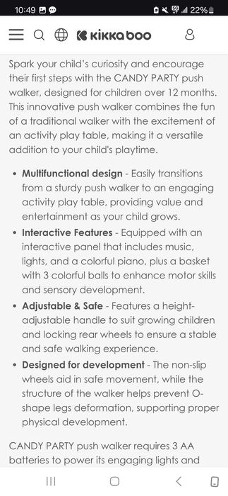 Бебе Уокър 2in1 Kikka Boo Таблица за дейности Бебешка играчка