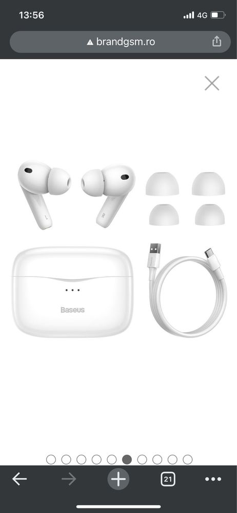 Casti TRUE Wireless Baseus Simu S2 Bluetooth 5.0 White