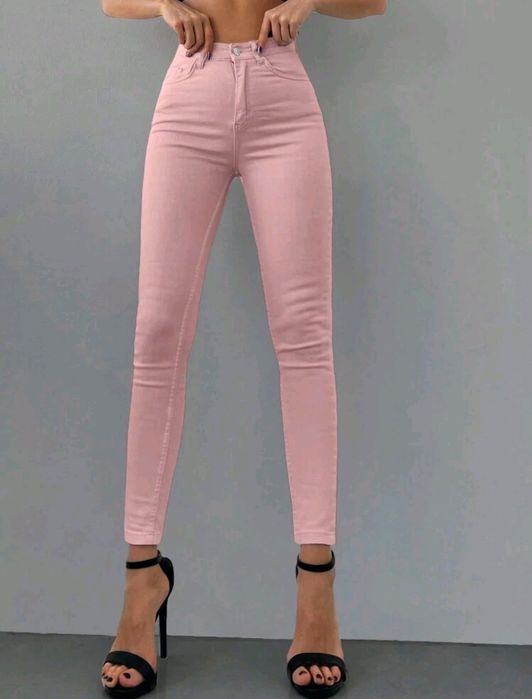 Blugi skinny sexy damă albaștrii/roz