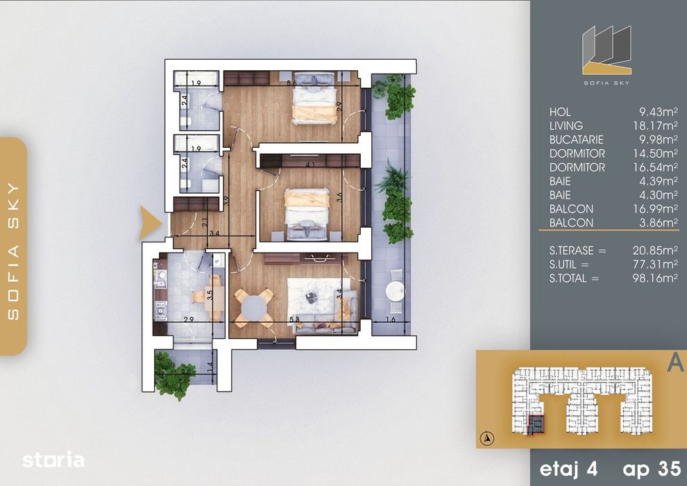 3 camere decomandat 2 bai  700 metri Metrou Nicolae Teclu