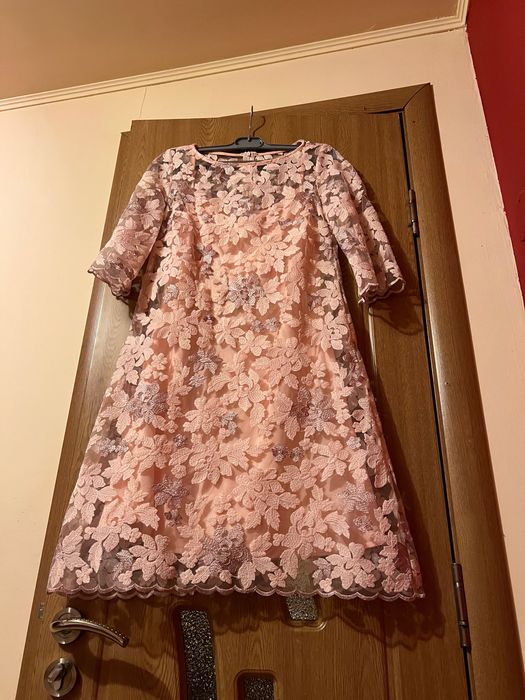 Rochie ocazie roz deschis dantela, mărime S
