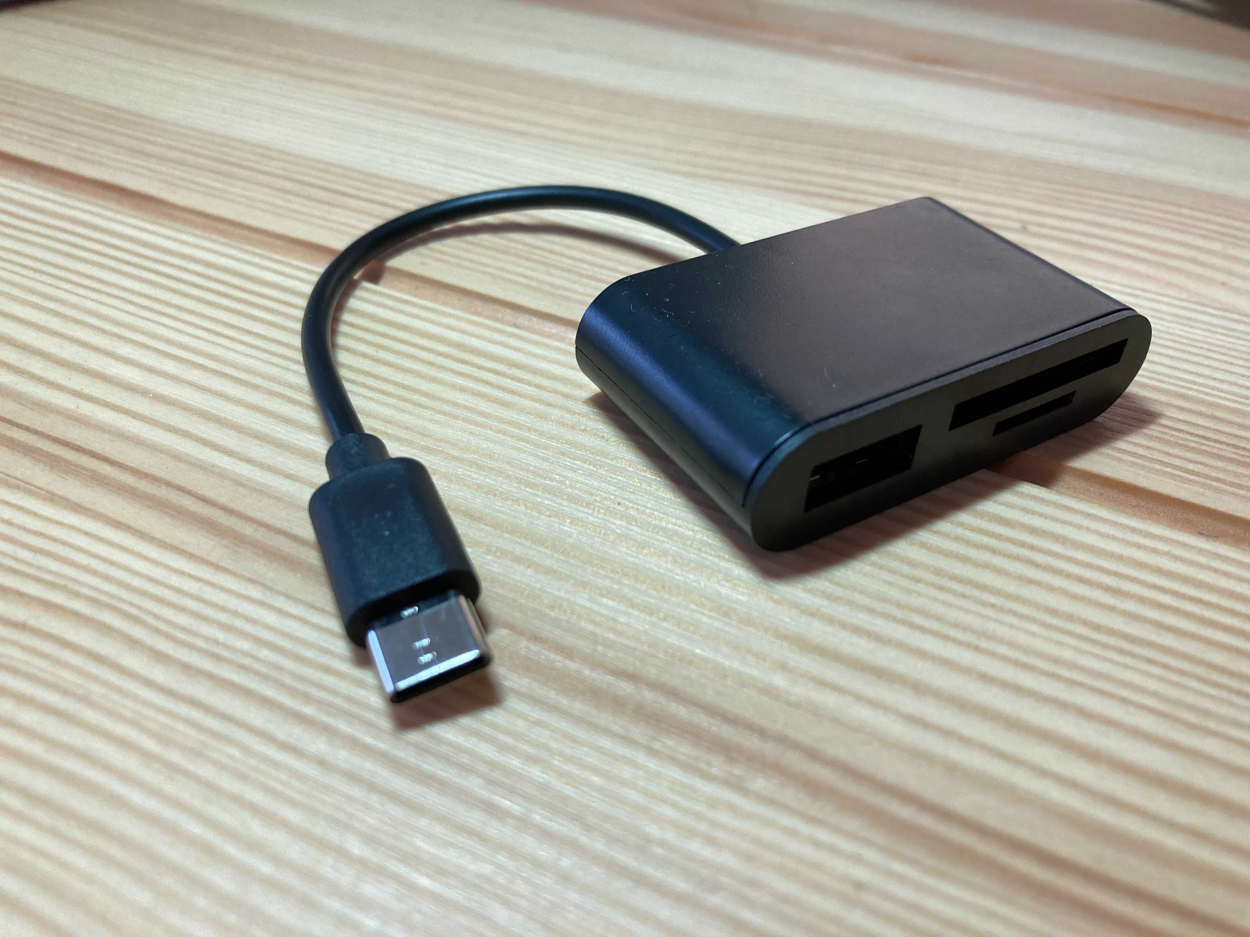 USB Type C адаптер с SD/TF четец на карти за Macbook и Смартфон