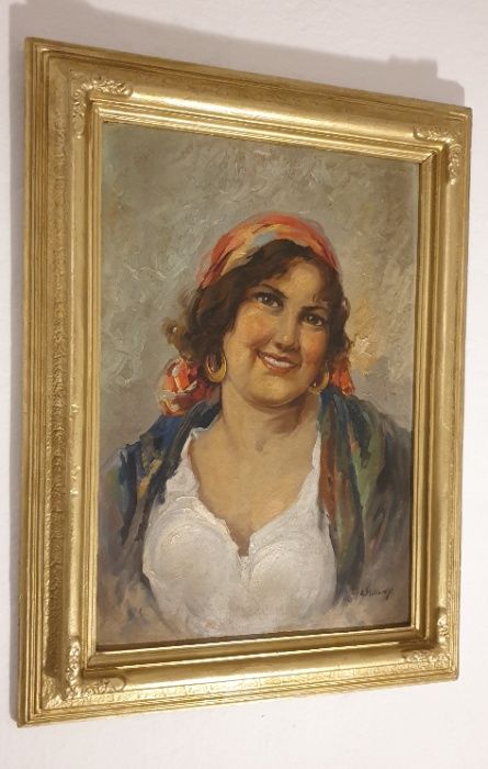 Tablou ulei pe carton semnat Elena Muller Stancescu.