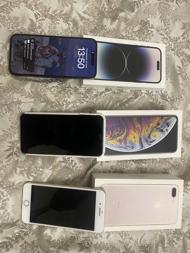 Iphone 14 max pro 256, iphone Xs max 512, iphone 7 plus 128