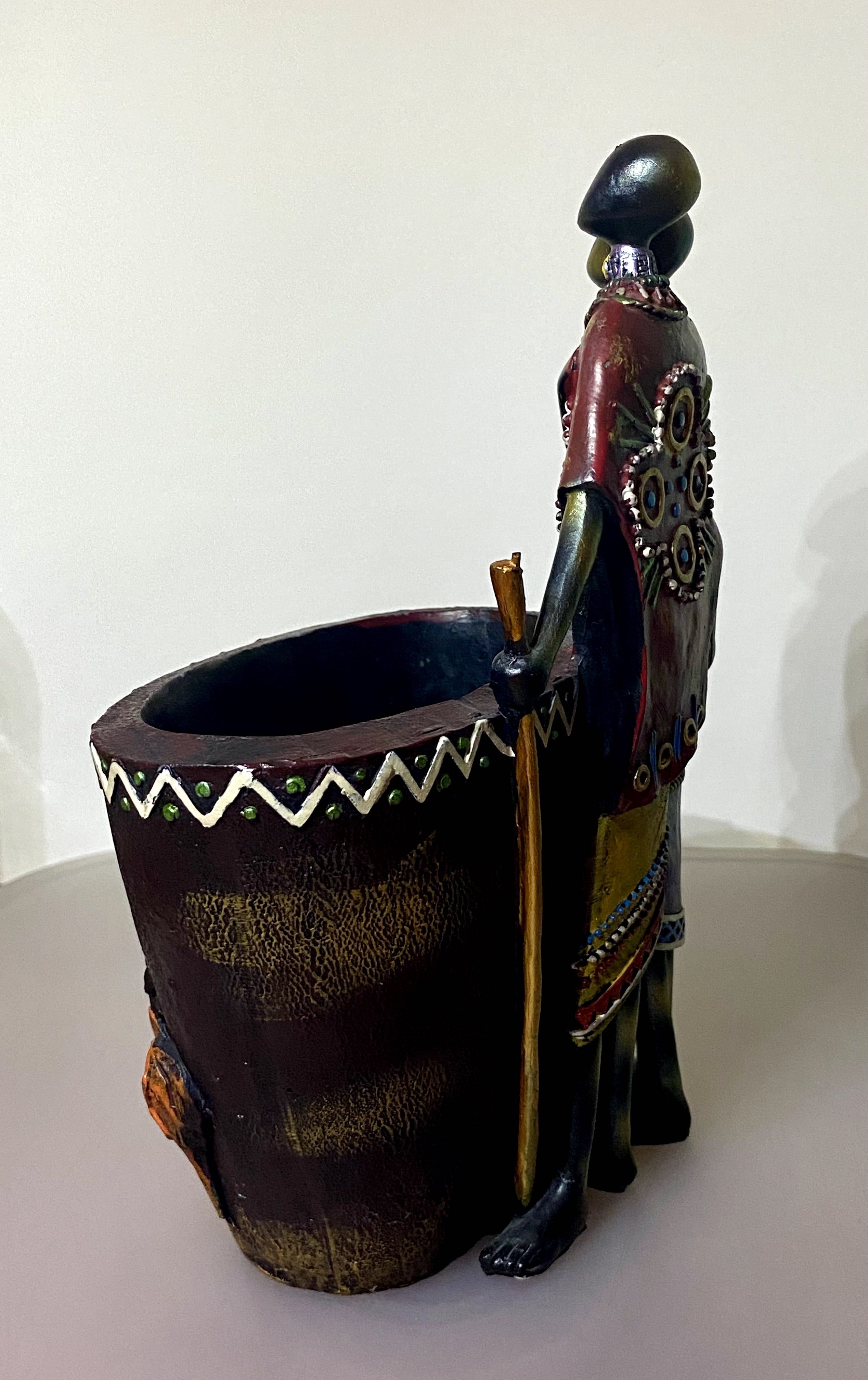 Стакан канцелярский декорированный, африканская тематика.