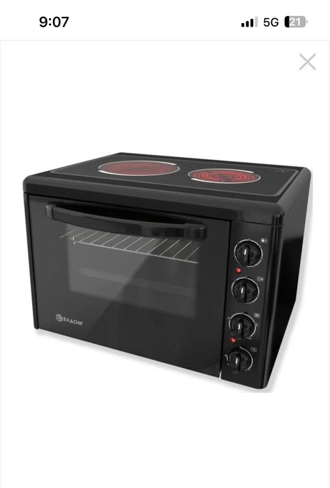 Готварска Печка Елдом ,2 керамични котлона, Черен емайл