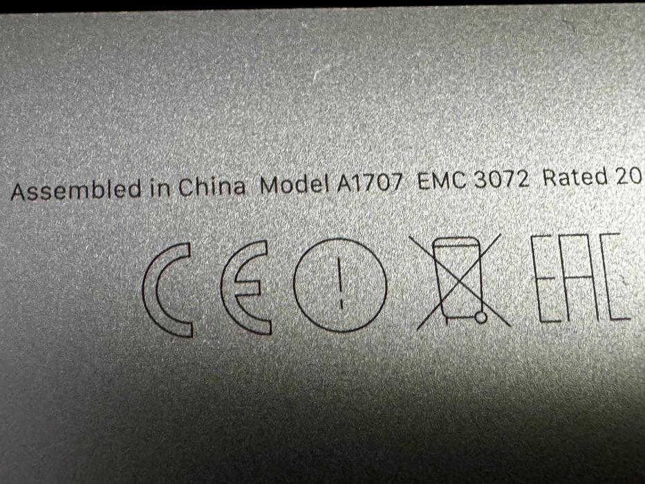 MacBook Pro 15-inch, 2016, 16 GB Ram, 256 GB SSD, A1707