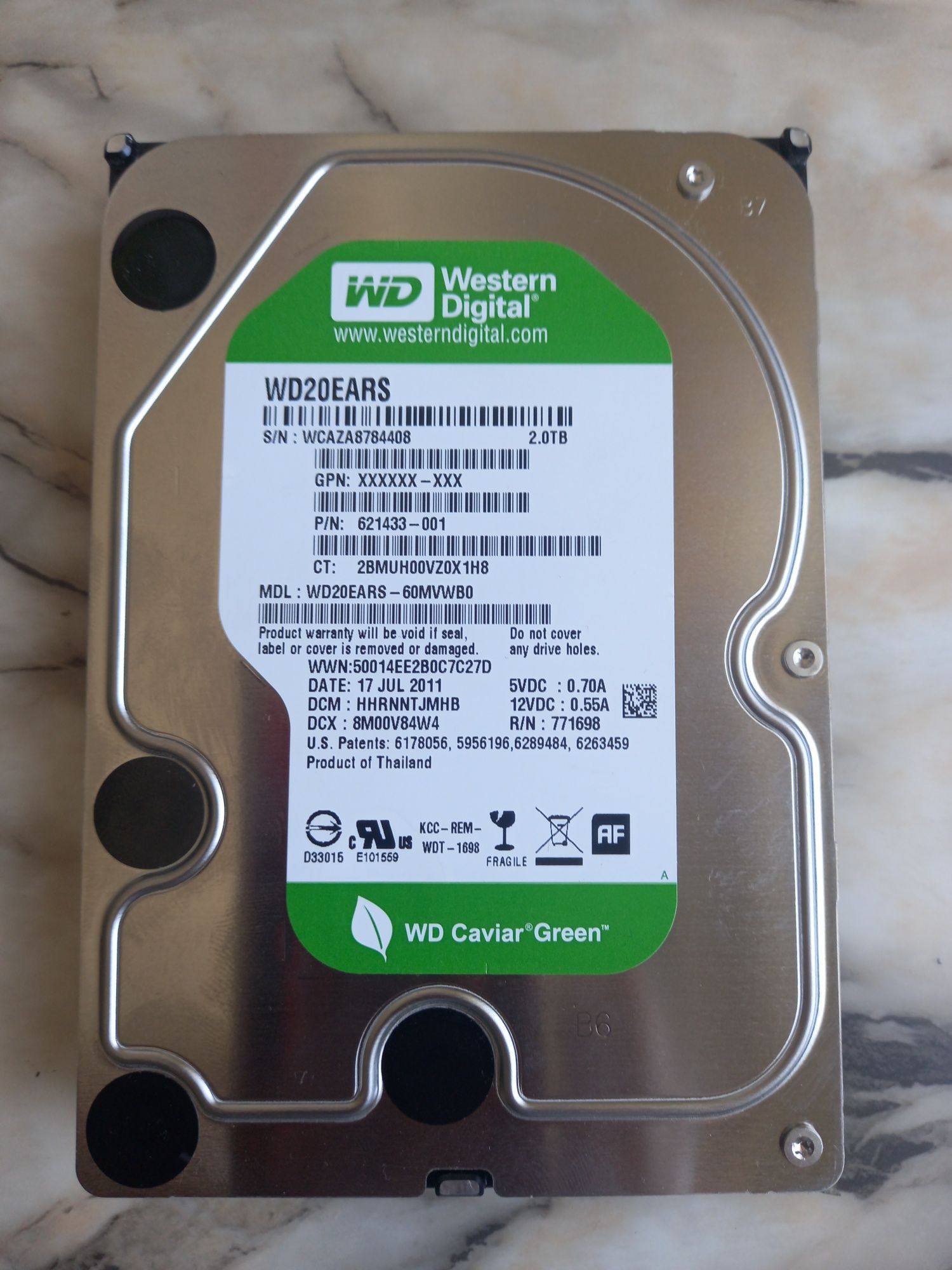 Хард диск WD Caviar Green, 2TB , 3.5", 64MB, 7200 rpm