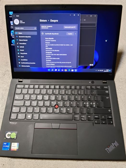 Laptop Lenovo T14S gen 2 ,i5-1135G7,8gb RAM ,display 14 inch fhd ips