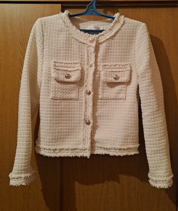 Твидовый пиджак белый