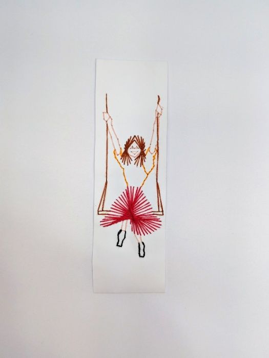 Semn de carte cusut - SC O1 Girl on a swing BM