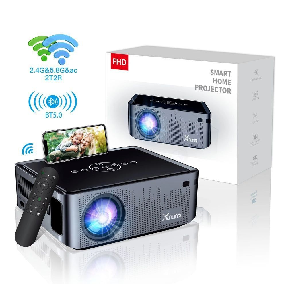 XNANO X1 Pro 8K 1080P qo‘lda/avtofokusli FHD BT WiFi uy proyektori