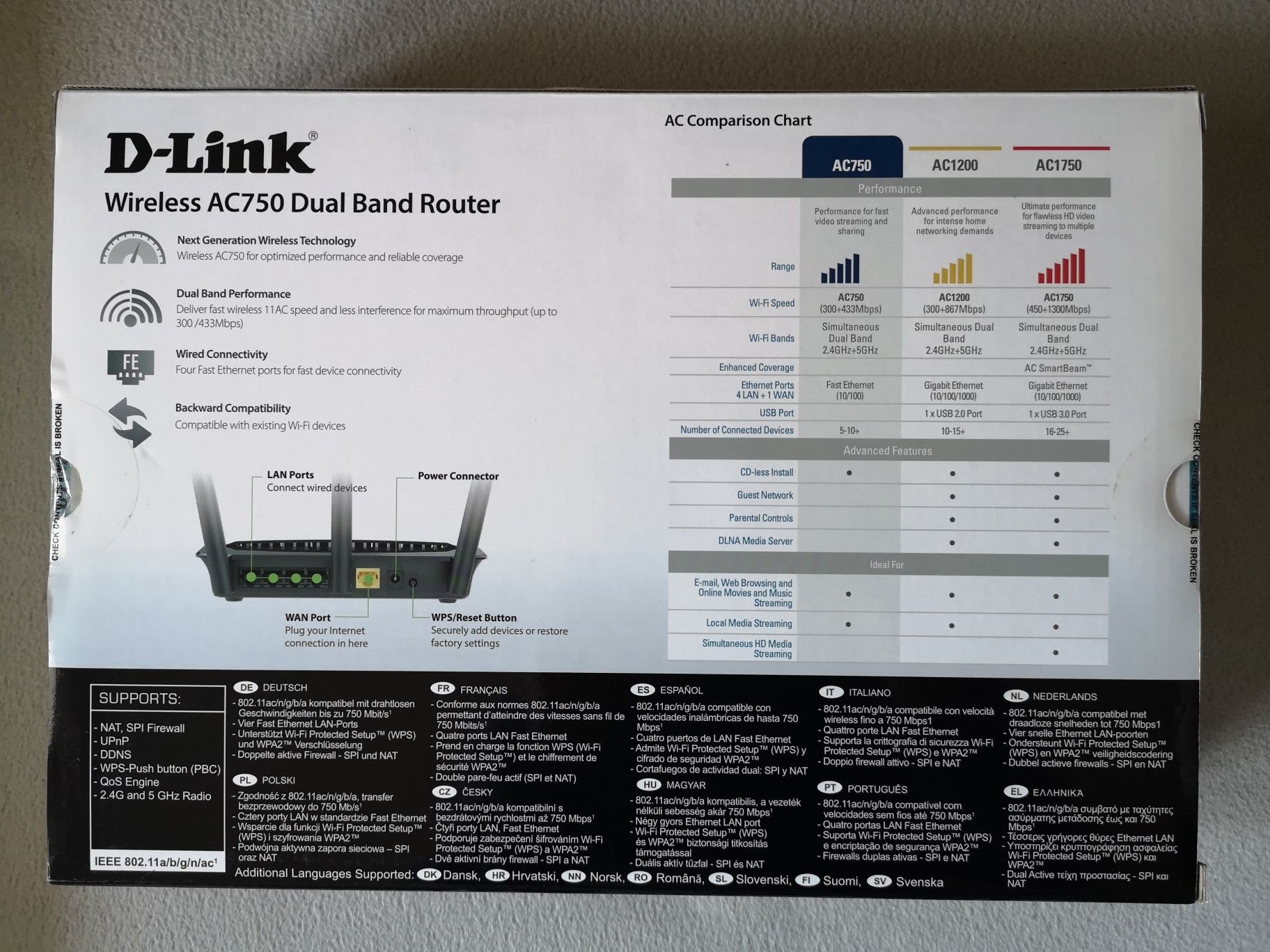 Router Wireless D-link DIR-809, AC750, Dual-Band, 3 antene Wi-Fi