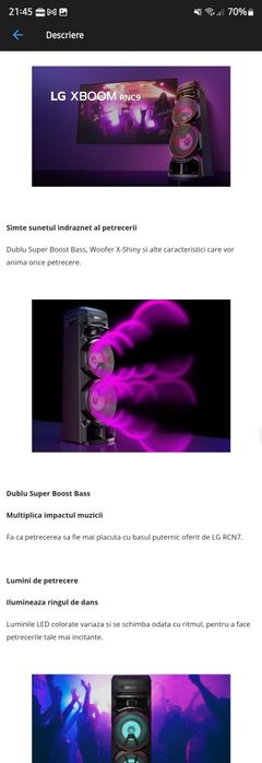 2 bucati Sistem audio LG XBOOM RNC9, Bluetooth, Radio FM, Karaoke, Wi