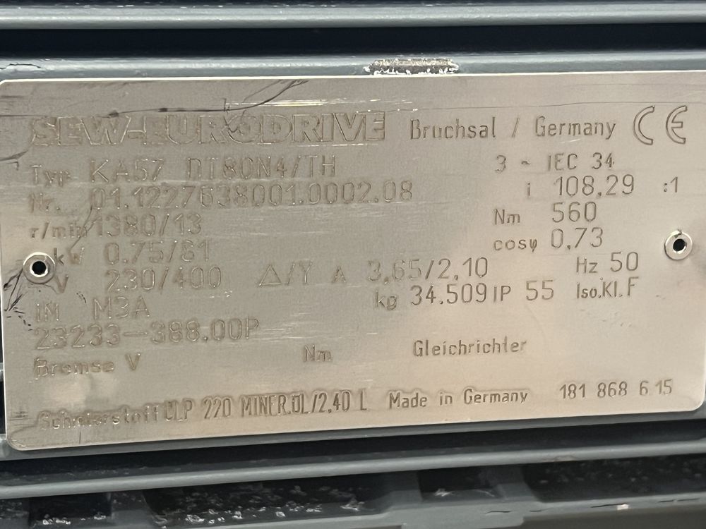 Мотор-редуктор SEW 0.75 kW 13 изх об