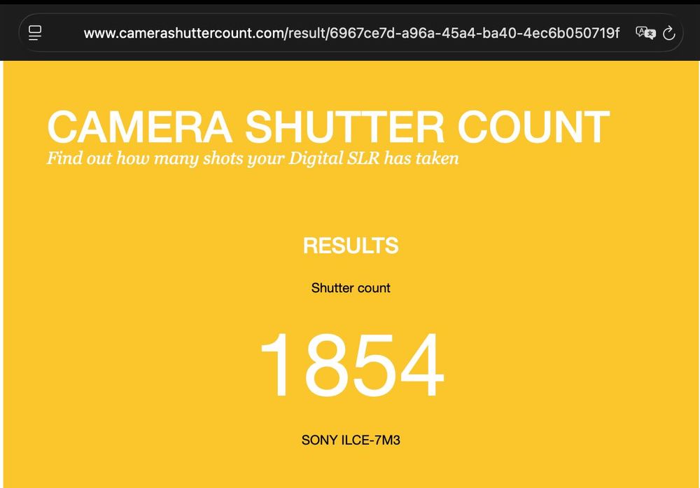 Sony a7 III (M3 / iii) full-frame mirrorless - ca NOU, shutter = 1854