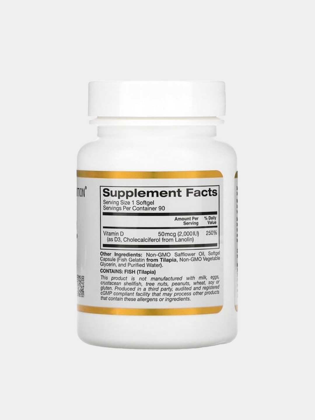 Витамин D3, California Gold Nutrition, 50 мкг (2000 МЕ), 90 капсул