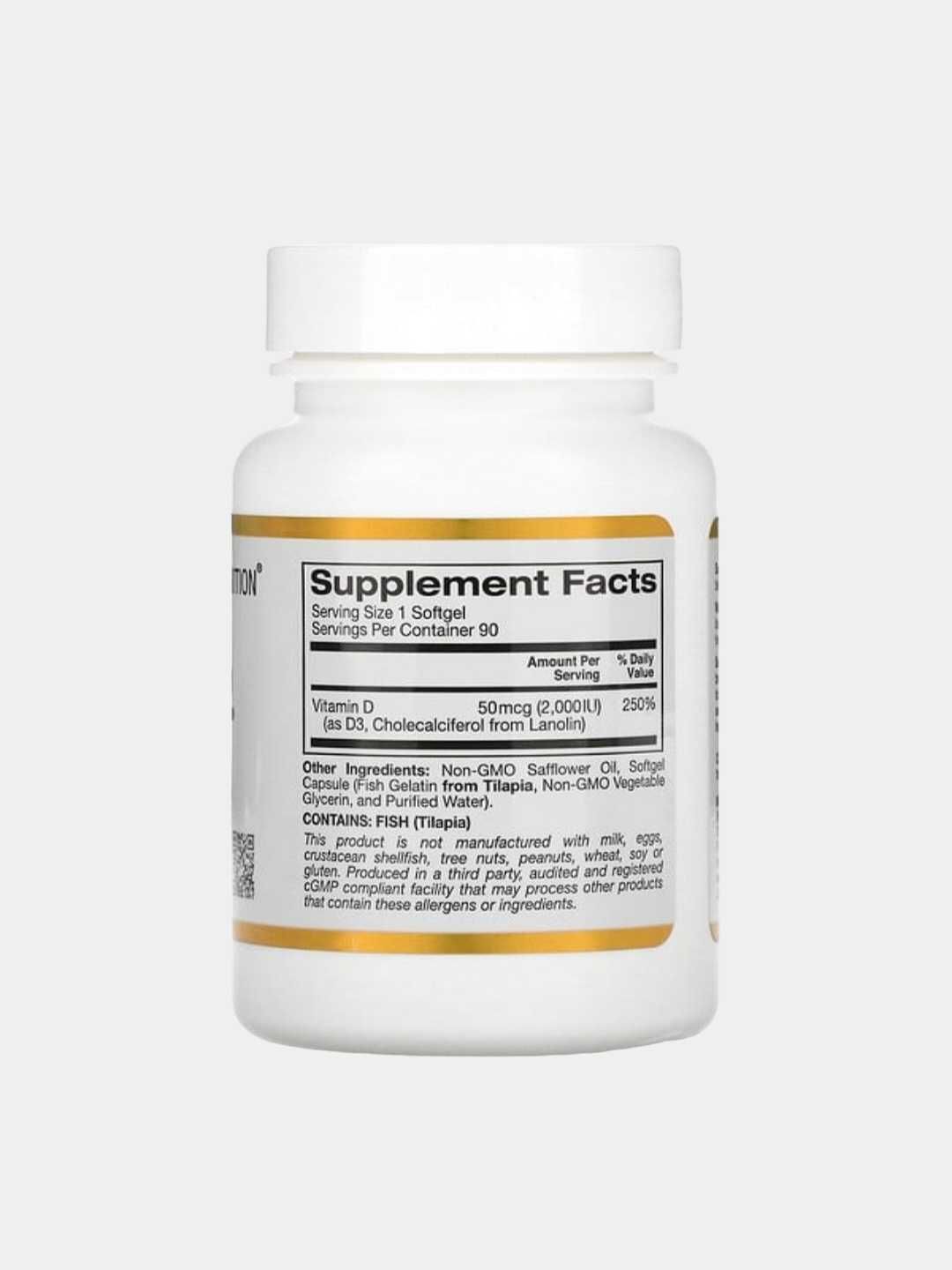 Витамин D3, California Gold Nutrition, 50 мкг (2000 МЕ), 90 капсул