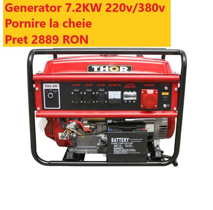 Generator curent pe benzina 220V de 3kw , 5.5kw , 7.2KW 220V/380V