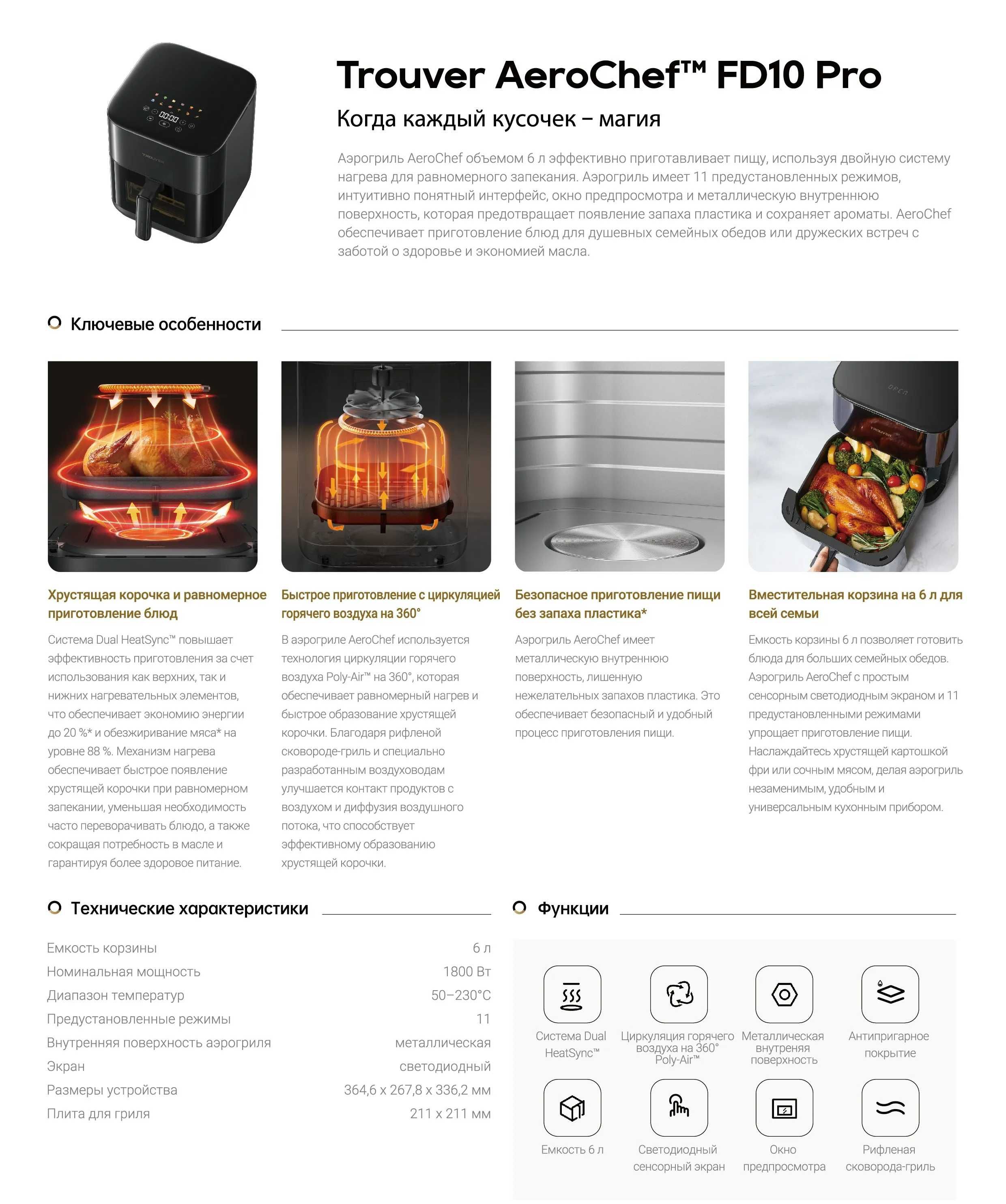 Аэрогриль Dreame Trouver Aerochef FD10 PRO