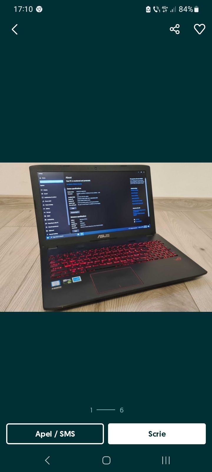 Laptop Gaming I7, 16 Gb, video 4 gb