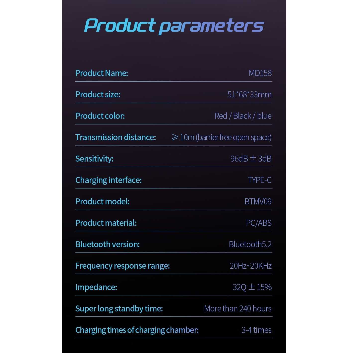 Геймърски слушалки STELS MD157, True Wireless, Bluetooth, Touch